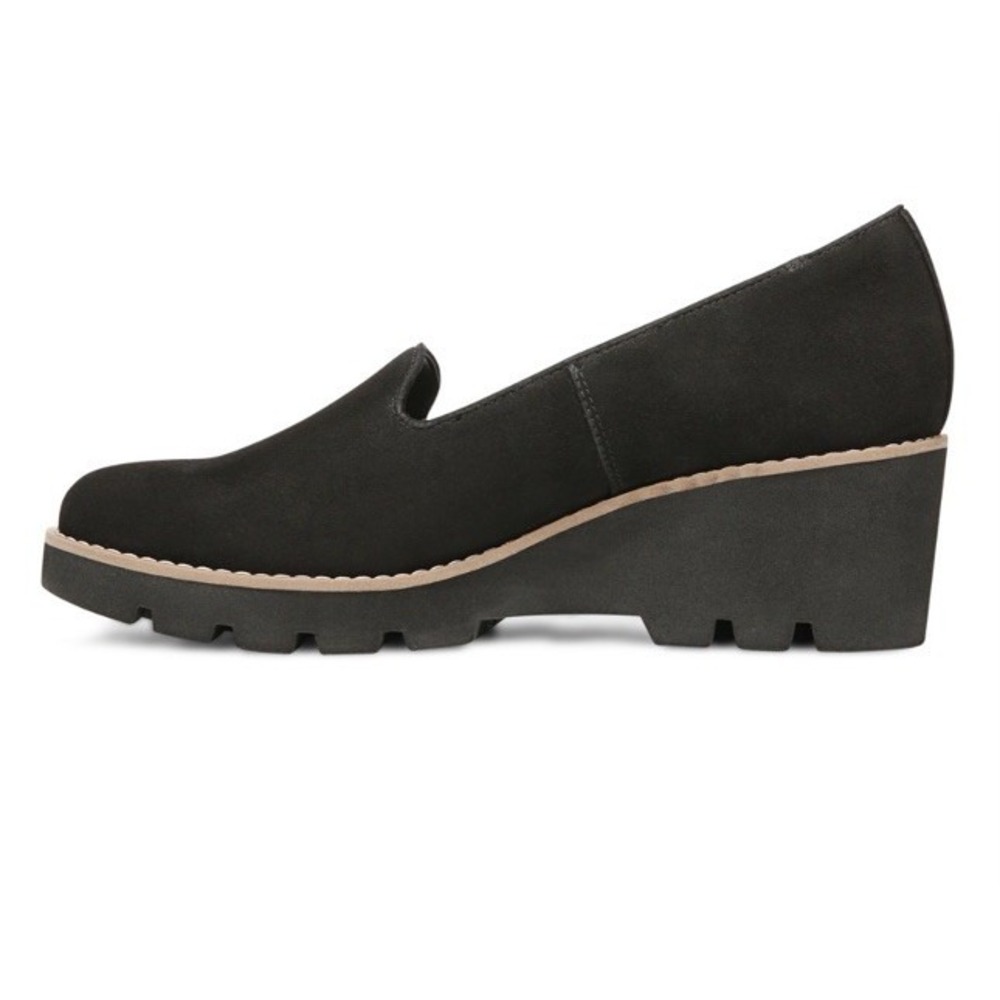 Vionic Willa Black Suede Leather‎ Wedge Womens 5 Medium Shoes Arch Support New - Picture 4 of 9